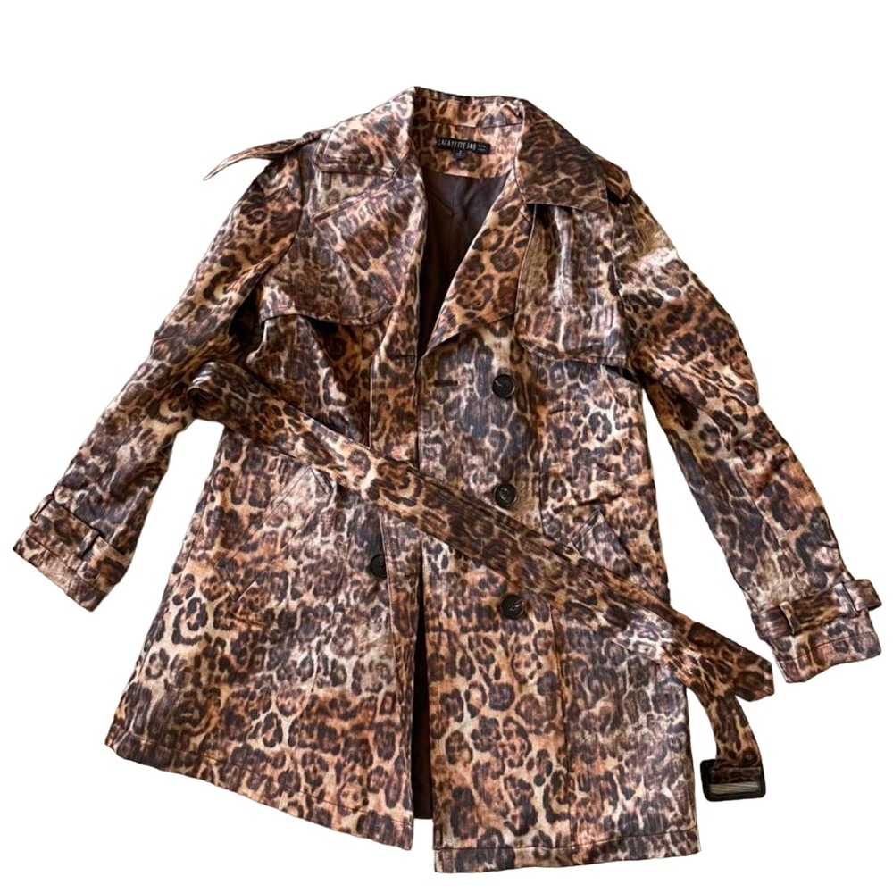 Leopard animal print Lafayette 148 mob wife Peacoat/Trench coat size 2